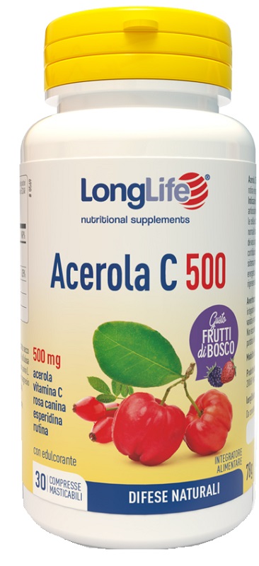 LONGLIFE ACEROLA C500 FRUTTI DI BOSCO 30 COMPRESSE MASTICABILI - Farmasanitas 