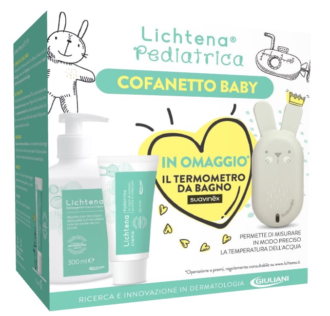 LICHTENA PEDIATRICA COFANETTO NEONATO CONTENENTE CREMA 50 ML + DETERGENTE 300 ML + OMAGGIO SUAVINEX - Farmasanitas 