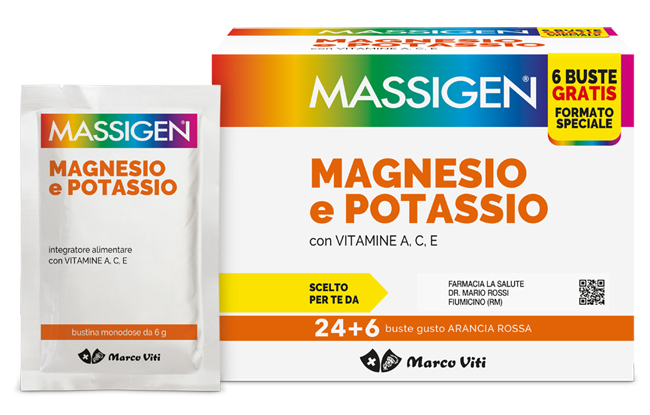 MASSIGEN MAGNESIO POTASSIO 24 BUSTINE + 6 BUSTINE - Farmasanitas 