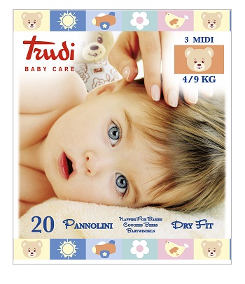 TRUDI BABY CARE PANNOLINI DRY FIT MIDI 4/9 KG 20 PEZZI - Farmasanitas 