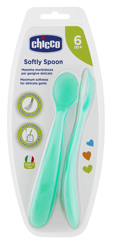 CHICCO CUCCHIAIO SILICONE MASCHILE BI PACK 6M+ - Farmasanitas 