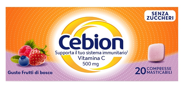 CEBION MASTICABILE SENZA ZUCCHERO VITAMINA C 500 MG 20 COMPRESSE - Farmasanitas 