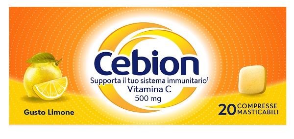 CEBION MASTICABILE LIMONE VITAMINA C 500 MG 20 COMPRESSE - Farmasanitas 