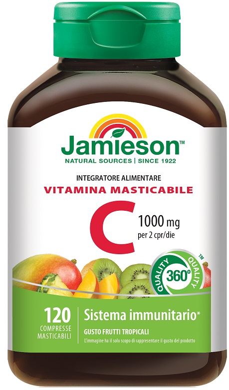 JAMIESON VITAMINA C 1000 120 COMPRESSE MASTICABILI FRUTTI TROPICALI - Farmasanitas 