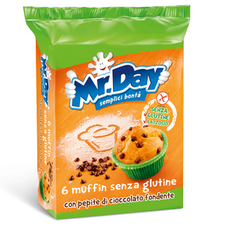 MR DAY MUFFIN SENZA GLUTINE CON PEPITE DI CIOCCOLATO FONDENTE 6 X 42 G - Farmasanitas 