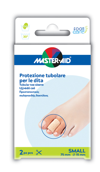 PROTEZIONE TUBOLARE IN GEL MASTER-AID FOOTCARE ELASTICIZZATO SMALL 7,5 CM 15 MM 2 PEZZI C4 - Farmasanitas 