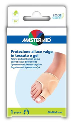 PROTEZIONE IN GEL E TESSUTO MASTER-AID FOOTCARE PER ALLUCE VALGO 1 PEZZO D5 - Farmasanitas 