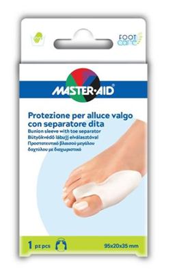 PROTEZIONE MASTER-AID FOOTCARE PER ALLUCE VALGO CON SEPARATORE DITA INTEGRATO 1 PEZZO D9 - Farmasanitas 