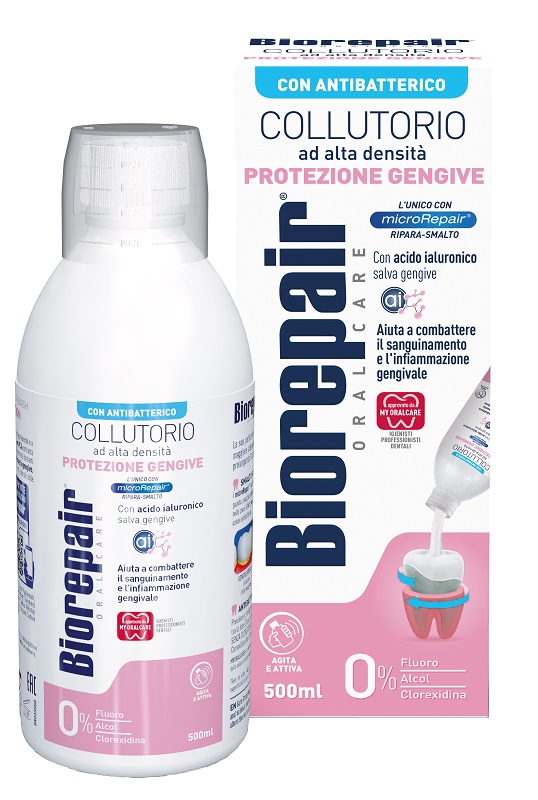 BIOREPAIR ORAL CARE COLLUTORIO ALTA INTENSITA' CON ANTIBATTERICO PROTEZIONE GENGIVE 500 ML - Farmasanitas 