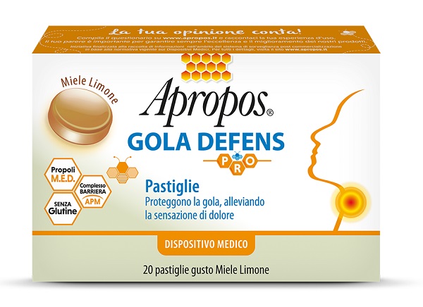 APROPOS GOLA DEFENS PRO 20 PASTIGLIE MIELE LIMONE - Farmasanitas 