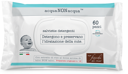 FIOCCHI DI RISO ACQUA NON ACQUA SALVIETTE DETERGENTI 60 PEZZI - Farmasanitas 