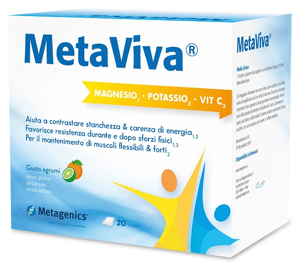 METAVIVA MAGNESIO POTASSIO VITAMINA C 20 BUSTINE - Farmasanitas 