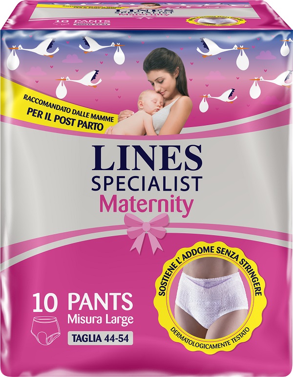 LINES SPECIALIST MATERNITY MUTANDINA ASSORBENTE PER PERDITE POST PARTO MISURA LARGE 10 PEZZI - Farmasanitas 