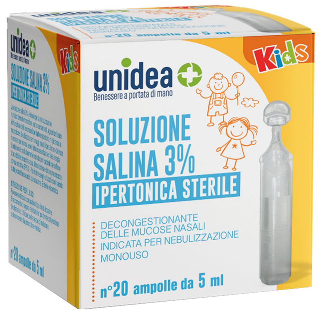 UNIDEA SOLUZIONE SALINA IPERTONICA 3% 20 AMPOLLE 5 ML - Farmasanitas 