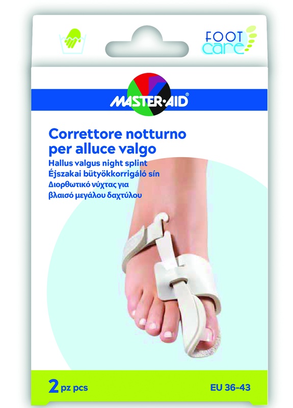 CORRETTORE NOTTE ALLUCE VALGO MASTER-AID FOOTCARE 36-43 2 PEZZI D10 - Farmasanitas 