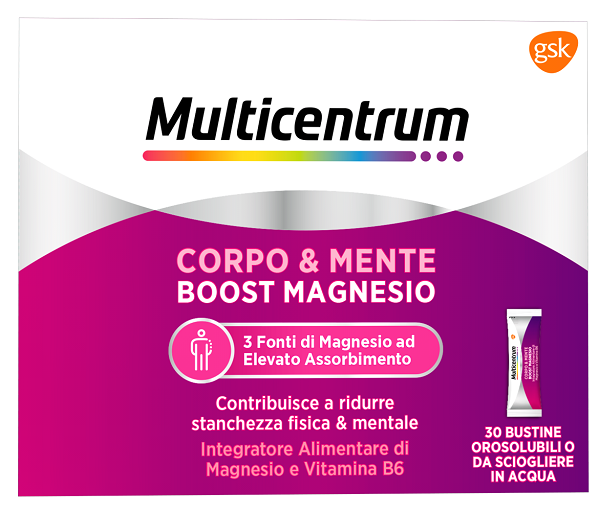 MULTICENTRUM BOOST MAGNESIO 30 BUSTINE - Farmasanitas 