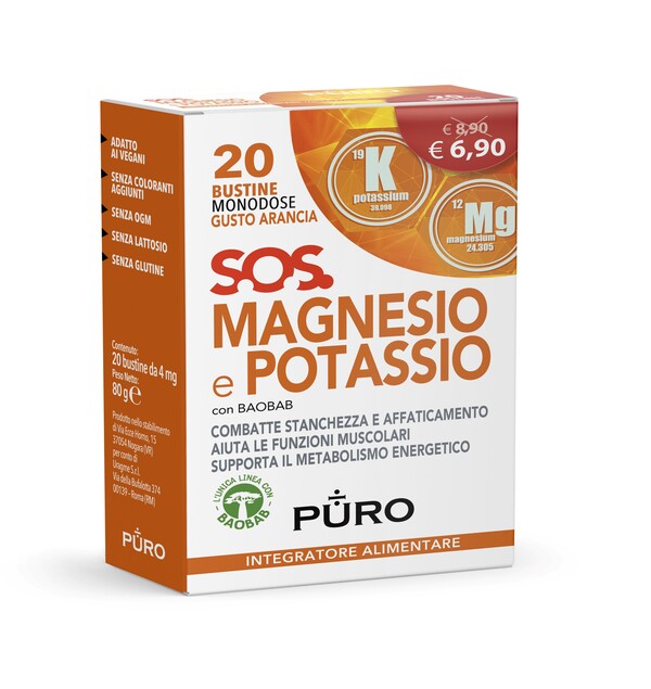 PURO MAGNESIO POTASSIO E BAOBAB 20 BUSTINE 4 G - Farmasanitas 