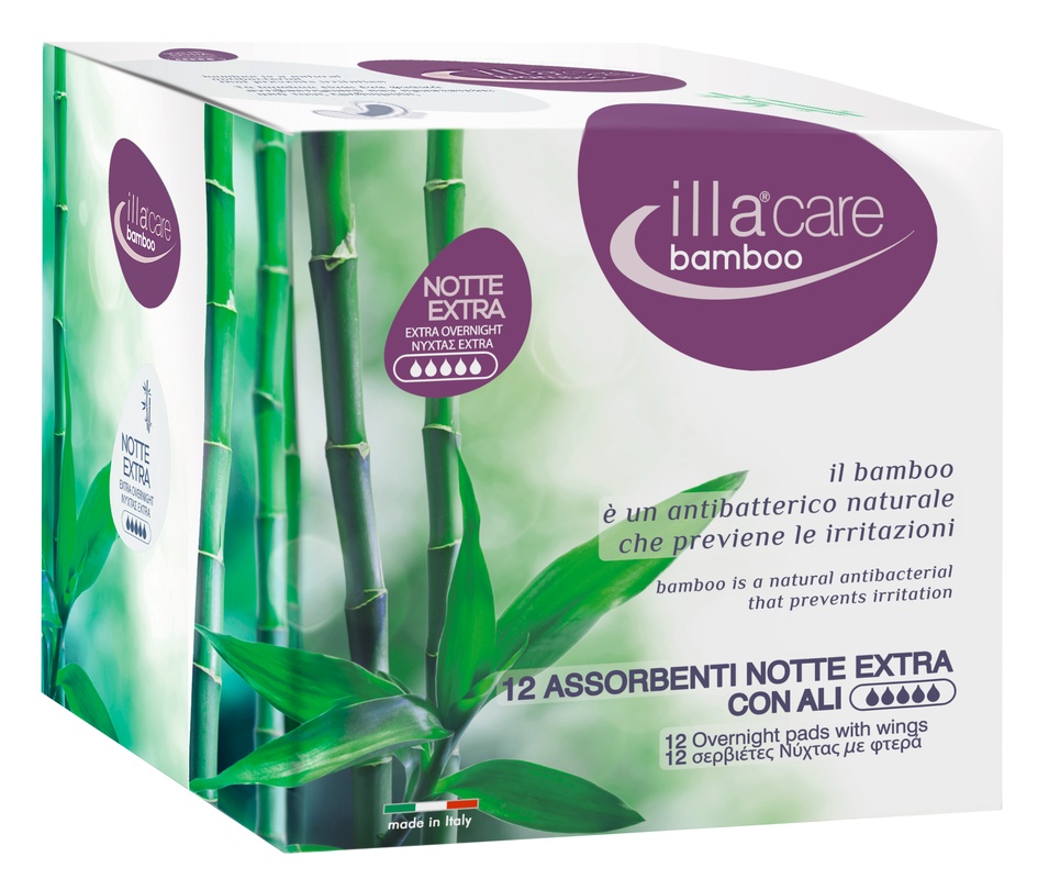 ILLA CARE BAMBOO ASSORBENTI NOTTE EXTRA 12 PEZZI - Farmasanitas 