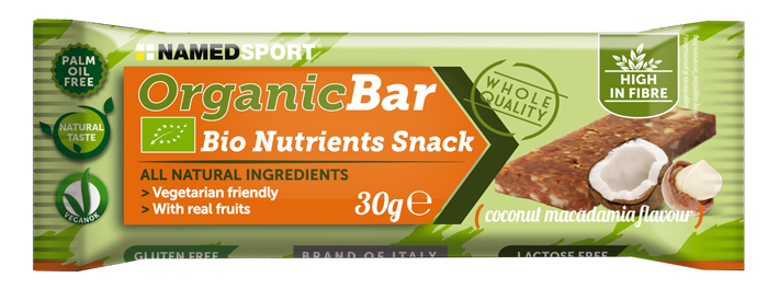 ORGANIC BAR COCONUT-MACADAMIA BARRETTA 30 G - Farmasanitas 