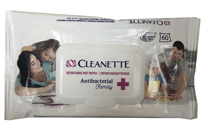 CLEANETTE SALVIETTINA ANTIBATTERICA FAMIGLIA 60 PEZZI - Farmasanitas 