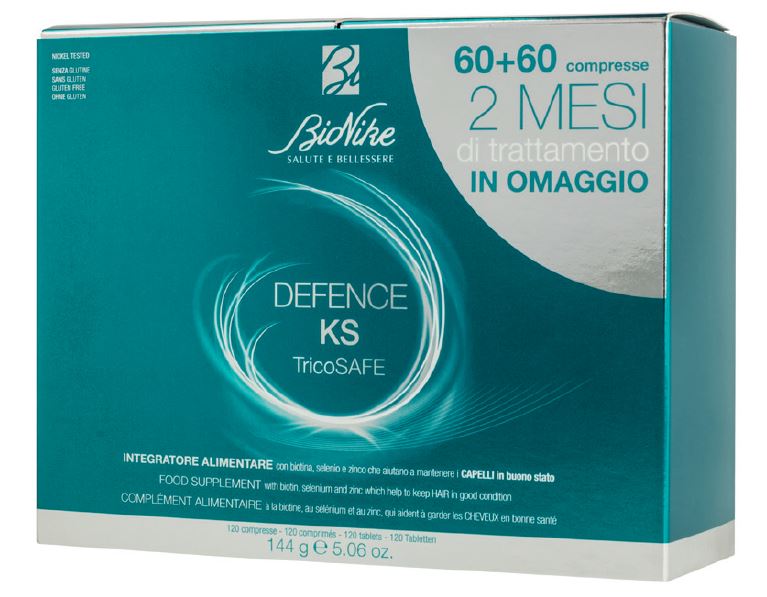 DEFENCE KS TRICOSAFE BIPACK 60 COMPRESSE + 60 COMPRESSE - Farmasanitas 