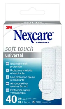 CEROTTO PREPARATO NEXCARE SOFT TOUCH UNIVERSAL 3 MISURE 20 CEROTTI 19X72MM + 10 CEROTTI 25X72MM + 10 CEROTTI TONDI 22,5 MM - Farmasanitas 