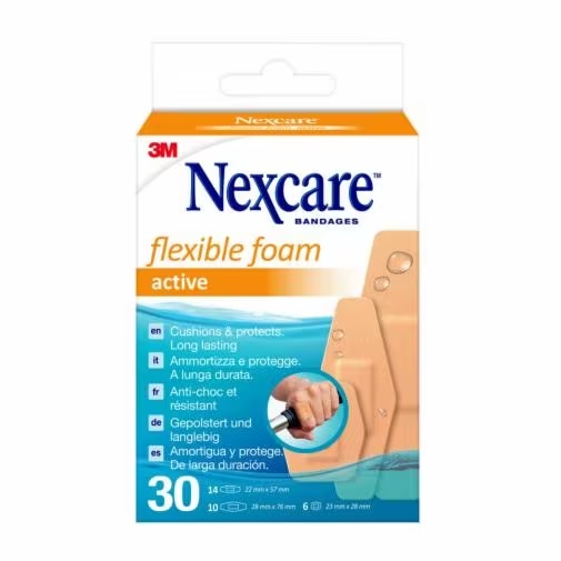 CEROTTO PREPARATO NEXCARE ACTIVE 360 GRADI N1030ASD04 ASSORTITI 3 MISURE 6 CEROTTI 23X28MM + 14 CEROTTI 22X57MM + 10 CEROTTI 28X76MM - Farmasanitas 