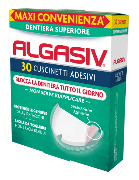 ALGASIV ADESIVO PER PROTESI DENTARIA SUPERIORE 30 PEZZI - Farmasanitas 
