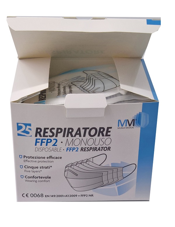 RESPIRATORE MUNUS MEDICAL FFP2 25 PEZZI - Farmasanitas 