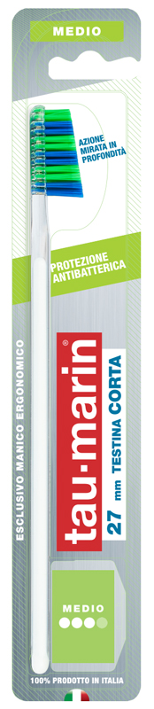 TAUMARIN PROFESSIONAL SPAZZOLINO 27 MEDIO TESTINA CORTA PROTEZIONE ANTIBATTERICA - Farmasanitas 
