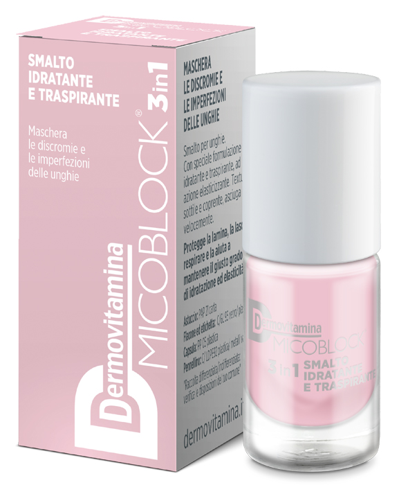 DERMOVITAMINA MICOBLOCK 3 IN 1 SMALTO IDRATANTE E TRASPIRANTE ROSA CHIARO 5 ML - Farmasanitas 