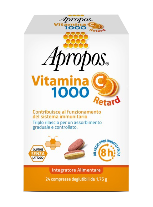 APROPOS VITAMINA C 1000 A RILASCIO PROLUNGATO 24 COMPRESSE DEGLUTIBILI - Farmasanitas 