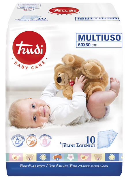 TRUDI BABY CARE TELINI MULTIUSO 60X60 CM 10 PEZZI - Farmasanitas 