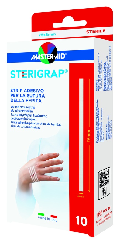 MASTER-AID STERIGRAP STRIP ADESIVO SUTURA FERITE 75X3 MM 10 PEZZI - Farmasanitas 