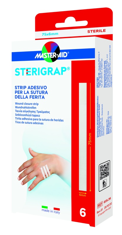MASTER-AID STERIGRAP STRIP ADESIVO SUTURA FERITE 75X6 MM 6 PEZZI - Farmasanitas 