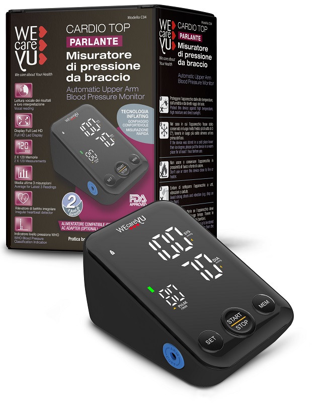 MISURATORE DI PRESSIONE DA BRACCIO PARLANTE WECAREYU CARDIO TOP - Farmasanitas 