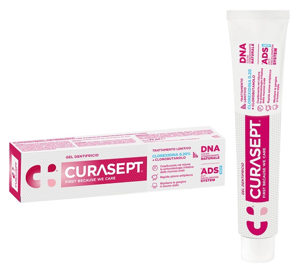 CURASEPT GEL DENTIFRICIO ADS DNA TRATTAMENTO LENITIVO 75 ML - Farmasanitas 