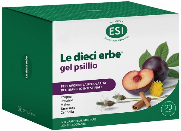 ESI LE DIECI ERBE GEL PSILLIO 20 BUSTINE 5,6 G SENZA GLUTINE CON EDULCORANTE - Farmasanitas 