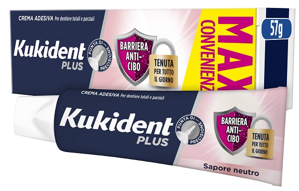 KUKIDENT PLUS BARRIERA ANTI-CIBO NEUTRO CREMA ADESIVA DENTIERE 57 G - Farmasanitas 