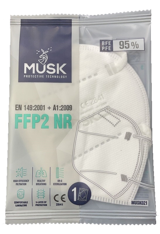 MUSK MASCHERINA FFP2 MUSK021 WHITE 10 PEZZI - Farmasanitas 