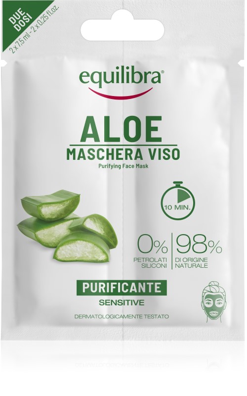 EQUILIBRA ALOE MASCHERA VISO PURIFICANTE 2 MONODOSE X 7,5 ML - Farmasanitas 