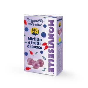 MONVISELLE CARAMELLE ALLE ERBE MIRTILLO E FRUTTI DI BOSCO BIO 30 G - Farmasanitas 