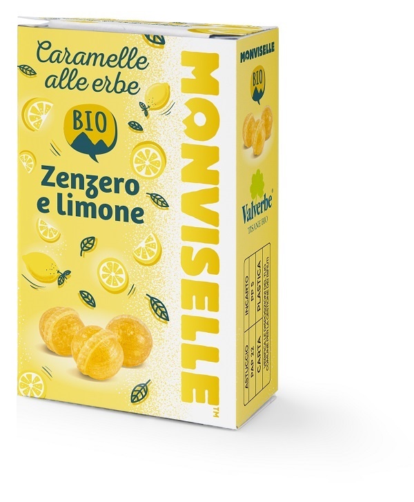 MONVISELLE CARAMELLE ALLE ERBE ZENZERO E LIMONE BIO 30 G - Farmasanitas 