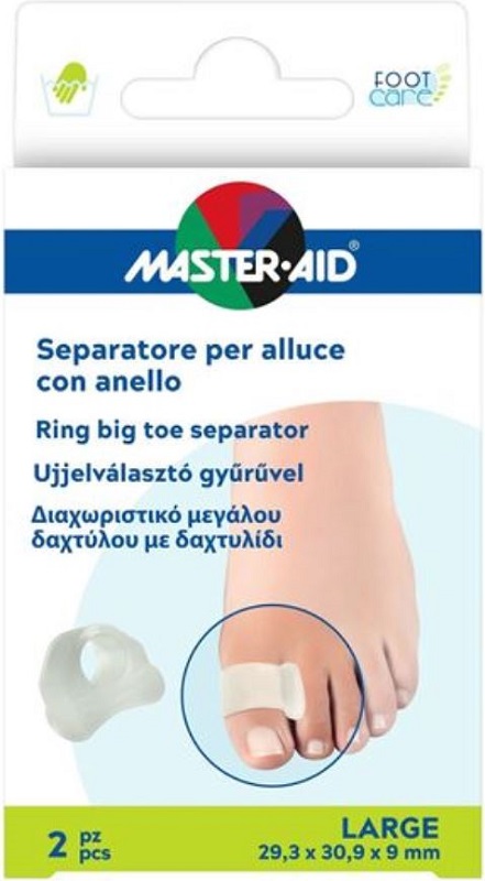 SEPARATORE ALLUCE MASTER-AID FOOTCARE CON ANELLO LARGE 2 PEZZI D4 - Farmasanitas 